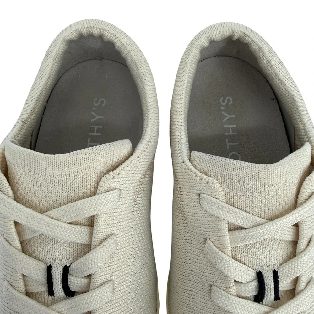 Rothy's The Lace Up Sneaker Bone White Knit Gum Sole Womens 9 Low Top Lace Up
